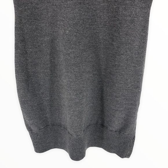 Y2K Ralph Lauren Rugby Grey V Wool Back Sweater Dress Striped Button Slit size M - Picture 4 of 11